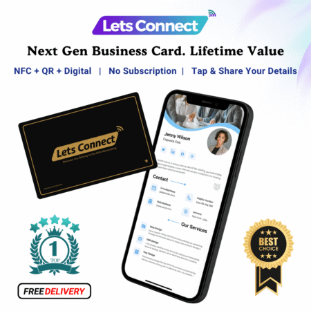 Next Gen Nfc Business Card With Qr Code &Amp; Digital Profile - Matt Black - Name+Qr