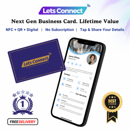 Next Gen NFC Business Card with QR Code & Digital profile - Purple - Name+QR